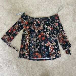 Daniel Rainn Black Floral Off-Shoulder Blouse